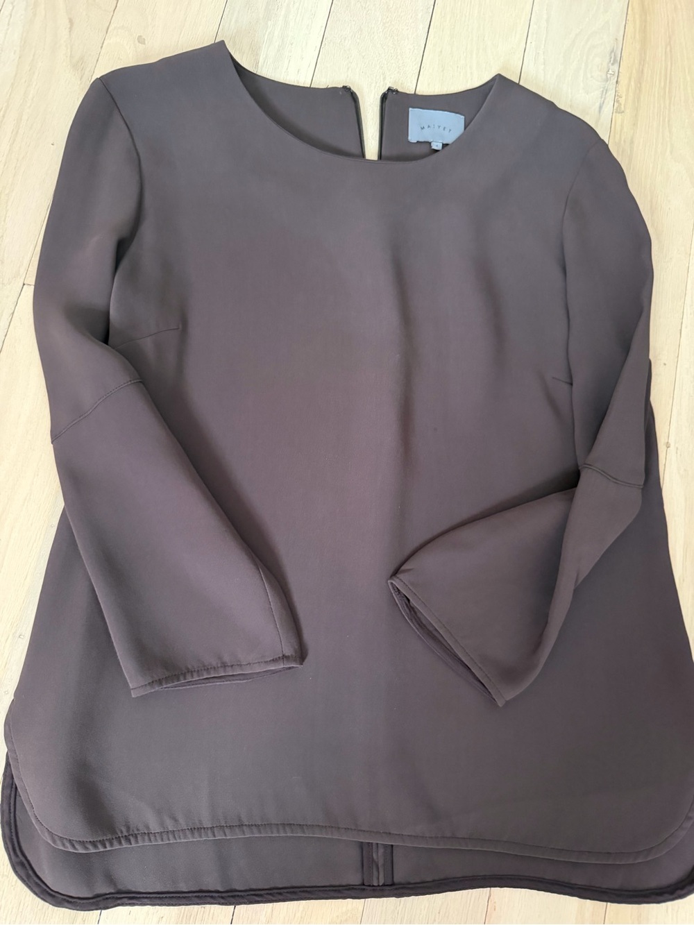 Maiyet Brown Long Sleeve Shift Dress